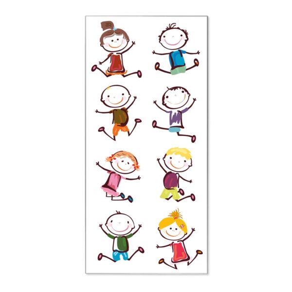 Banjado Magnettafel 37x78cm Magnetwand  Silber Aus Metall Magnetpinnwand Pinnwand Inkl. 4 Magnete Motiv Happy Kids