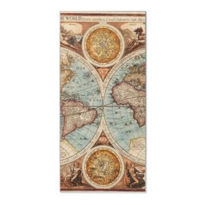 Banjado Magnettafel 37x78cm Magnetwand  Silber Aus Metall Magnetpinnwand Pinnwand Inkl. 4 Magnete Motiv Historische Weltkarte