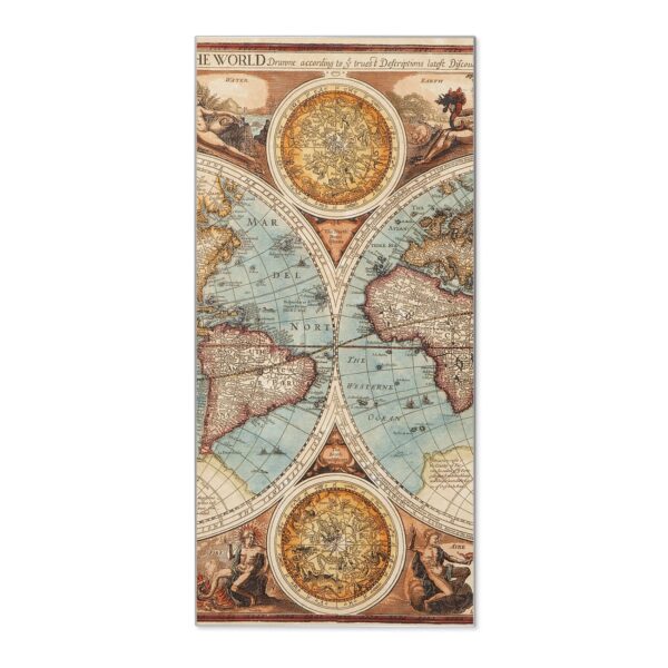 Banjado Magnettafel 37x78cm Magnetwand  Silber Aus Metall Magnetpinnwand Pinnwand Inkl. 4 Magnete Motiv Historische Weltkarte