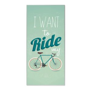 Banjado Magnettafel 37x78cm Magnetwand  Silber Aus Metall Magnetpinnwand Pinnwand Inkl. 4 Magnete Motiv I Want To Ride My Bike