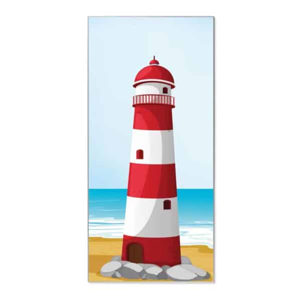Banjado Magnettafel 37x78cm Magnetwand  Silber Aus Metall Magnetpinnwand Pinnwand Inkl. 4 Magnete Motiv Leuchtturm Illustration