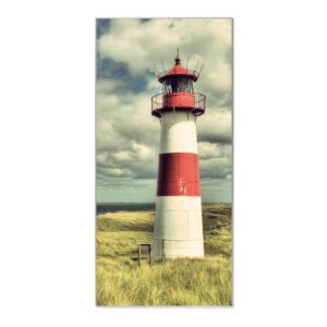 Banjado Magnettafel 37x78cm Magnetwand  Silber Aus Metall Magnetpinnwand Pinnwand Inkl. 4 Magnete Motiv Leuchtturm Sylt