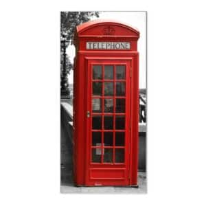 Banjado Magnettafel 37x78cm Magnetwand  Silber Aus Metall Magnetpinnwand Pinnwand Inkl. 4 Magnete Motiv London Red Telephone