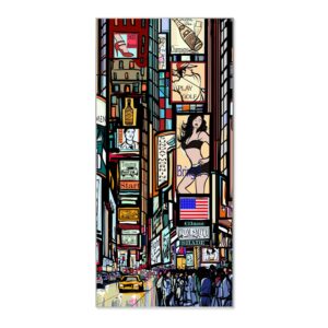 Banjado Magnettafel 37x78cm Magnetwand  Silber Aus Metall Magnetpinnwand Pinnwand Inkl. 4 Magnete Motiv New York Show