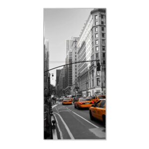 Banjado Magnettafel 37x78cm Magnetwand  Silber Aus Metall Magnetpinnwand Pinnwand Inkl. 4 Magnete Motiv New York Taxi