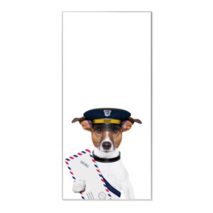 Banjado Magnettafel 37x78cm Magnetwand  Silber Aus Metall Magnetpinnwand Pinnwand Inkl. 4 Magnete Motiv Postbote Jack Russel
