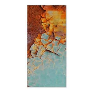 Banjado Magnettafel 37x78cm Magnetwand  Silber Aus Metall Magnetpinnwand Pinnwand Inkl. 4 Magnete Motiv Rost Und Blau