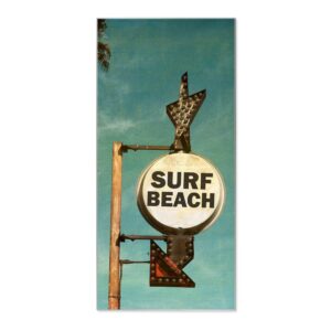 Banjado Magnettafel 37x78cm Magnetwand  Silber Aus Metall Magnetpinnwand Pinnwand Inkl. 4 Magnete Motiv Surf Beach