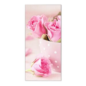 Banjado Magnettafel 37x78cm Magnetwand  Silber Aus Metall Magnetpinnwand Pinnwand Inkl. 4 Magnete Motiv Tasse Voll Rosen