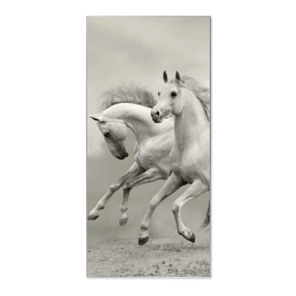 Banjado Magnettafel 37x78cm Magnetwand  Silber Aus Metall Magnetpinnwand Pinnwand Inkl. 4 Magnete Motiv Wilde Pferde Sw