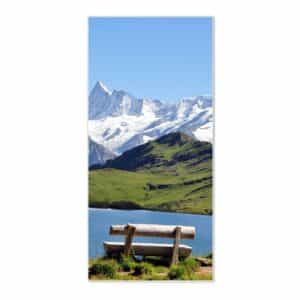Banjado Magnettafel 37x78cm Magnetwand  Weiß Aus Metall Magnetpinnwand Pinnwand Inkl. 4 Magnete Motiv Alpen