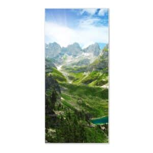 Banjado Magnettafel 37x78cm Magnetwand  Weiß Aus Metall Magnetpinnwand Pinnwand Inkl. 4 Magnete Motiv Bergsee Alpen