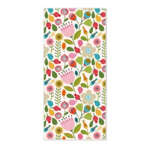 Banjado Magnettafel 37x78cm Magnetwand  Weiß Aus Metall Magnetpinnwand Pinnwand Inkl. 4 Magnete Motiv Blumen Naiv