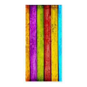 Banjado Magnettafel 37x78cm Magnetwand  Weiß Aus Metall Magnetpinnwand Pinnwand Inkl. 4 Magnete Motiv Bunte Holzlatten