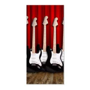 Banjado Magnettafel 37x78cm Magnetwand  Weiß Aus Metall Magnetpinnwand Pinnwand Inkl. 4 Magnete Motiv E-Gitarren