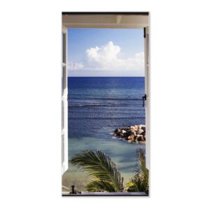 Banjado Magnettafel 37x78cm Magnetwand  Weiß Aus Metall Magnetpinnwand Pinnwand Inkl. 4 Magnete Motiv Fensterpanorama