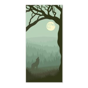 Banjado Magnettafel 37x78cm Magnetwand  Weiß Aus Metall Magnetpinnwand Pinnwand Inkl. 4 Magnete Motiv Heulender Wolf