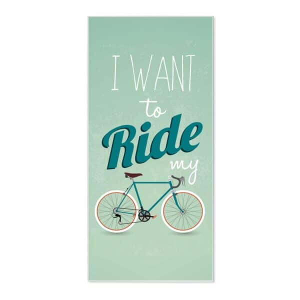Banjado Magnettafel 37x78cm Magnetwand  Weiß Aus Metall Magnetpinnwand Pinnwand Inkl. 4 Magnete Motiv I Want To Ride My Bike