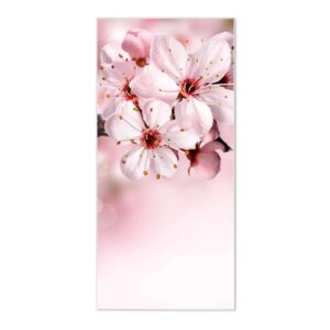 Banjado Magnettafel 37x78cm Magnetwand  Weiß Aus Metall Magnetpinnwand Pinnwand Inkl. 4 Magnete Motiv Japanische Kirsche