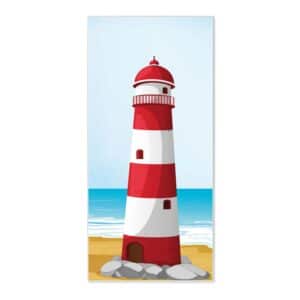 Banjado Magnettafel 37x78cm Magnetwand  Weiß Aus Metall Magnetpinnwand Pinnwand Inkl. 4 Magnete Motiv Leuchtturm Illustration
