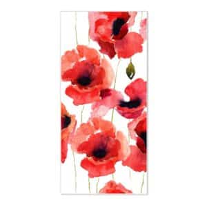 Banjado Magnettafel 37x78cm Magnetwand  Weiß Aus Metall Magnetpinnwand Pinnwand Inkl. 4 Magnete Motiv Mohn Aquarell