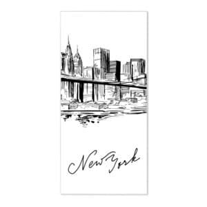 Banjado Magnettafel 37x78cm Magnetwand  Weiß Aus Metall Magnetpinnwand Pinnwand Inkl. 4 Magnete Motiv New York Skizze