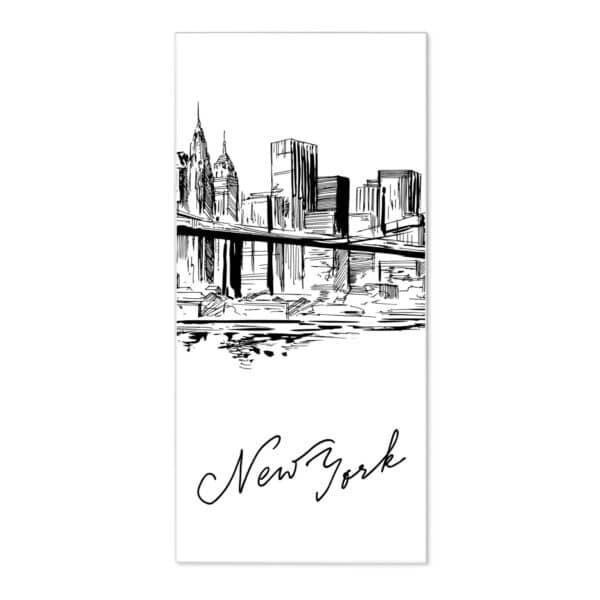 Banjado Magnettafel 37x78cm Magnetwand  Weiß Aus Metall Magnetpinnwand Pinnwand Inkl. 4 Magnete Motiv New York Skizze