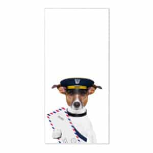 Banjado Magnettafel 37x78cm Magnetwand  Weiß Aus Metall Magnetpinnwand Pinnwand Inkl. 4 Magnete Motiv Postbote Jack Russel