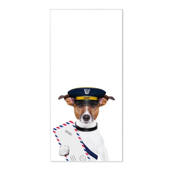 Banjado Magnettafel 37x78cm Magnetwand  Weiß Aus Metall Magnetpinnwand Pinnwand Inkl. 4 Magnete Motiv Postbote Jack Russel