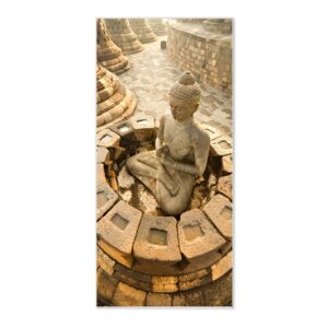 Banjado Magnettafel 37x78cm Magnetwand  Weiß Aus Metall Magnetpinnwand Pinnwand Inkl. 4 Magnete Motiv Sitzender Buddha