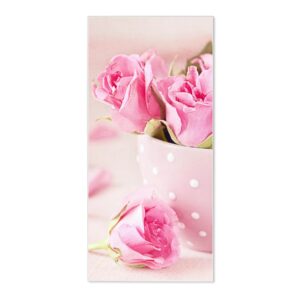 Banjado Magnettafel 37x78cm Magnetwand  Weiß Aus Metall Magnetpinnwand Pinnwand Inkl. 4 Magnete Motiv Tasse Voll Rosen