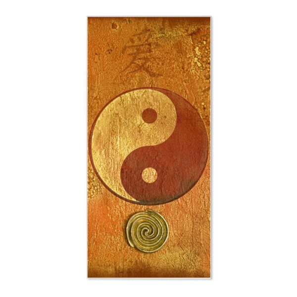 Banjado Magnettafel 37x78cm Magnetwand  Weiß Aus Metall Magnetpinnwand Pinnwand Inkl. 4 Magnete Motiv Yin Yang