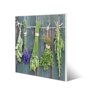 Banjado Magnettafel 50x50cm Magnetwand Weiß Aus Metall Magnetpinnwand Pinnwand Inkl. 4 Magnete Motiv Acht Kräuter