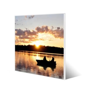 Banjado Magnettafel 50x50cm Magnetwand Weiß Aus Metall Magnetpinnwand Pinnwand Inkl. 4 Magnete Motiv Angler
