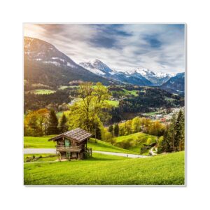 Banjado Magnettafel 50x50cm Magnetwand Weiß Aus Metall Magnetpinnwand Pinnwand Inkl. 4 Magnete Motiv Berchtesgadener Land