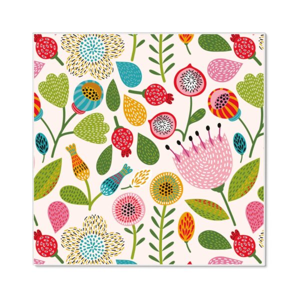 Banjado Magnettafel 50x50cm Magnetwand Weiß Aus Metall Magnetpinnwand Pinnwand Inkl. 4 Magnete Motiv Blumen Naiv
