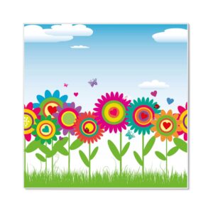 Banjado Magnettafel 50x50cm Magnetwand Weiß Aus Metall Magnetpinnwand Pinnwand Inkl. 4 Magnete Motiv Bunte Blumen