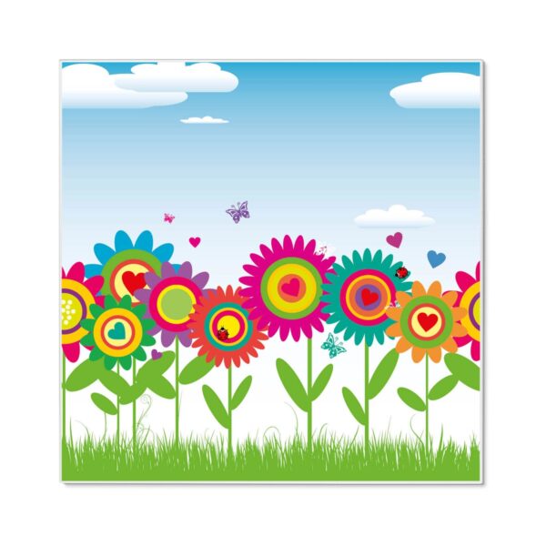 Banjado Magnettafel 50x50cm Magnetwand Weiß Aus Metall Magnetpinnwand Pinnwand Inkl. 4 Magnete Motiv Bunte Blumen