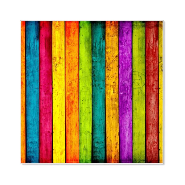 Banjado Magnettafel 50x50cm Magnetwand Weiß Aus Metall Magnetpinnwand Pinnwand Inkl. 4 Magnete Motiv Bunte Holzlatten