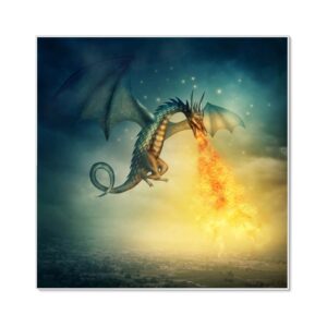 Banjado Magnettafel 50x50cm Magnetwand Weiß Aus Metall Magnetpinnwand Pinnwand Inkl. 4 Magnete Motiv Drachen