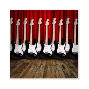 Banjado Magnettafel 50x50cm Magnetwand Weiß Aus Metall Magnetpinnwand Pinnwand Inkl. 4 Magnete Motiv E-Gitarren