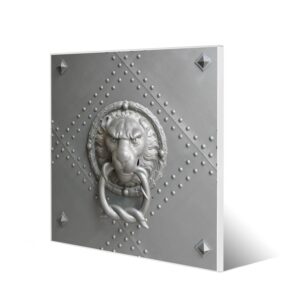Banjado Magnettafel 50x50cm Magnetwand Weiß Aus Metall Magnetpinnwand Pinnwand Inkl. 4 Magnete Motiv Eisentor