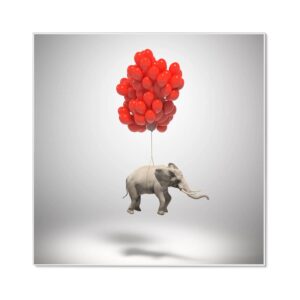 Banjado Magnettafel 50x50cm Magnetwand Weiß Aus Metall Magnetpinnwand Pinnwand Inkl. 4 Magnete Motiv Fliegender Elefant