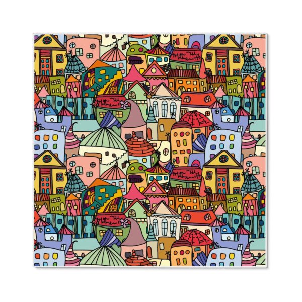 Banjado Magnettafel 50x50cm Magnetwand Weiß Aus Metall Magnetpinnwand Pinnwand Inkl. 4 Magnete Motiv Funky Town