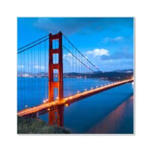 Banjado Magnettafel 50x50cm Magnetwand Weiß Aus Metall Magnetpinnwand Pinnwand Inkl. 4 Magnete Motiv Golden Gate Bridge