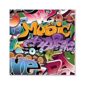 Banjado Magnettafel 50x50cm Magnetwand Weiß Aus Metall Magnetpinnwand Pinnwand Inkl. 4 Magnete Motiv Graffiti