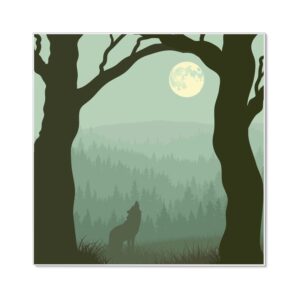 Banjado Magnettafel 50x50cm Magnetwand Weiß Aus Metall Magnetpinnwand Pinnwand Inkl. 4 Magnete Motiv Heulender Wolf