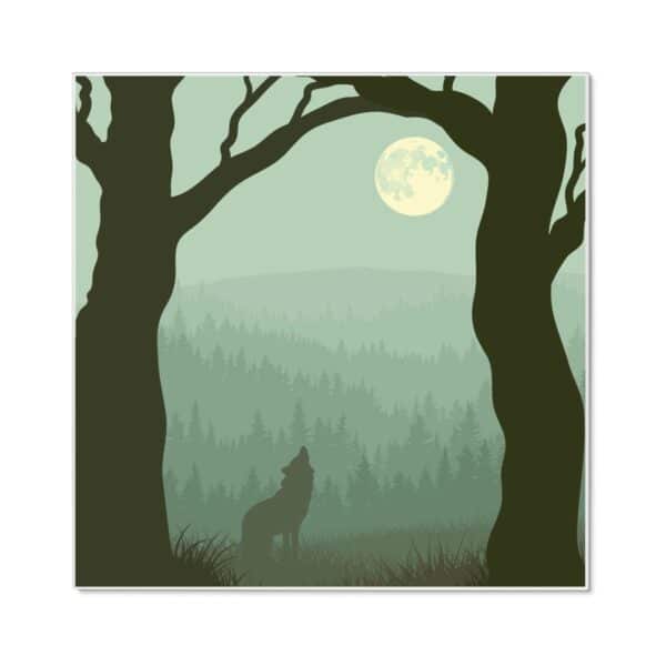 Banjado Magnettafel 50x50cm Magnetwand Weiß Aus Metall Magnetpinnwand Pinnwand Inkl. 4 Magnete Motiv Heulender Wolf