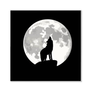 Banjado Magnettafel 50x50cm Magnetwand Weiß Aus Metall Magnetpinnwand Pinnwand Inkl. 4 Magnete Motiv Heulender Wolf Sw