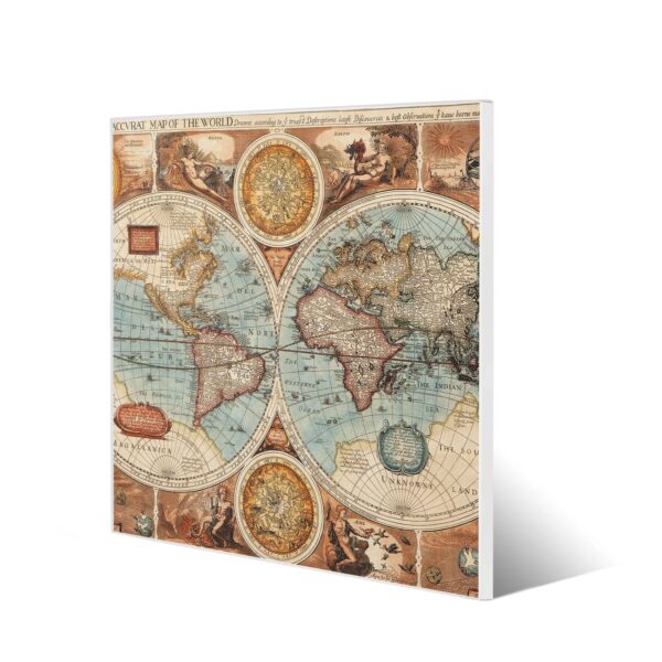 Banjado Magnettafel 50x50cm Magnetwand Weiß Aus Metall Magnetpinnwand Pinnwand Inkl. 4 Magnete Motiv Historische Weltkarte